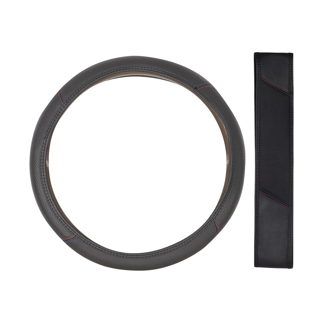 SCA Soft Steering Wheel Cover Leather Look Red/Blue, , scanz_hi-res