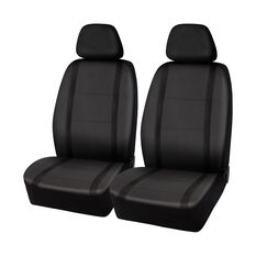 SCA Leather Look & Velour Seat Covers Black Adjustable Headrests Airbag Compatible, , scanz_hi-res