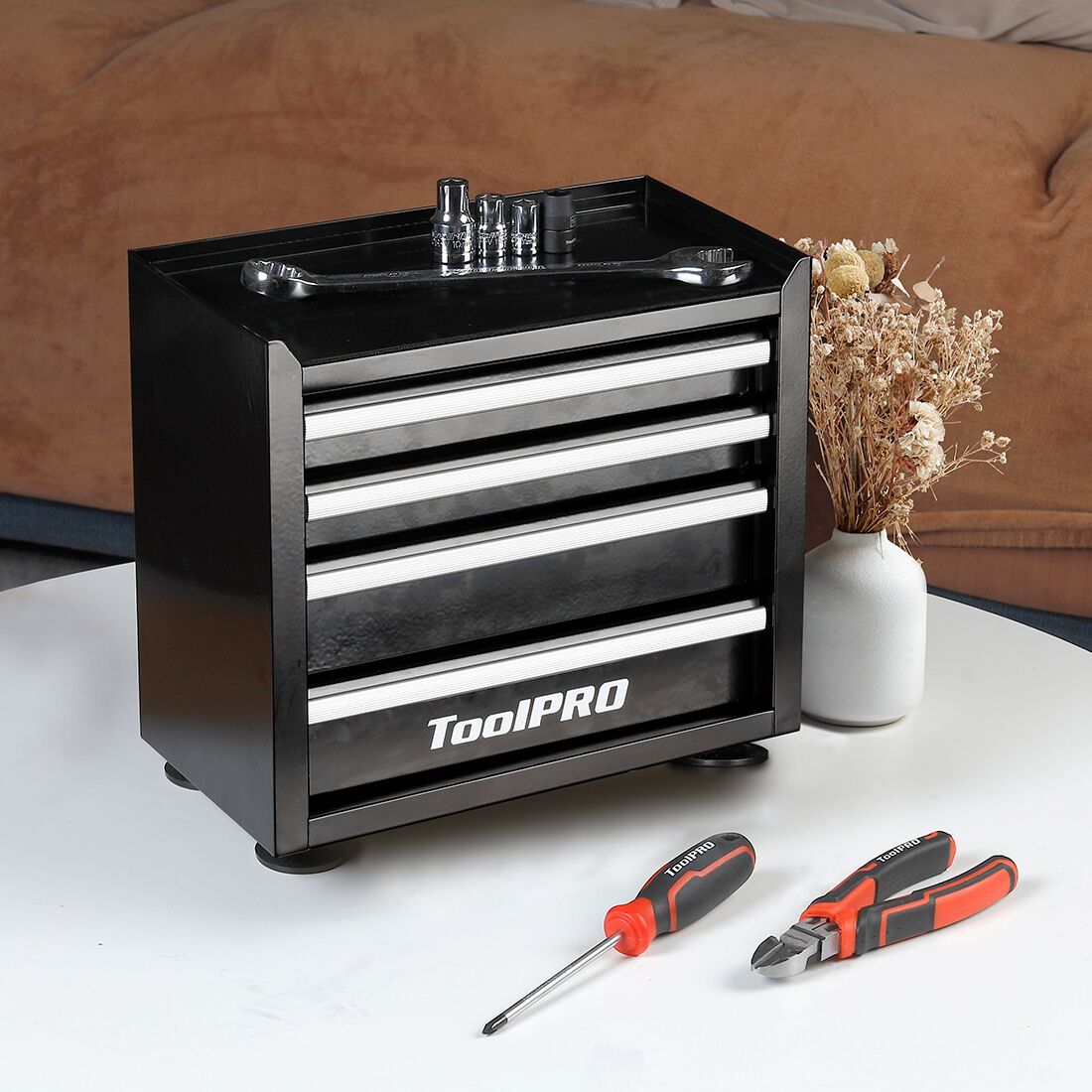 ToolPRO Mini Tool Cabinet 4 Drawer Black, , scanz_hi-res