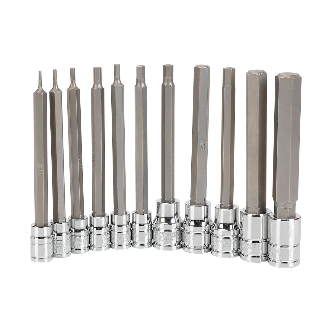 ToolPRO Long Hex Socket Set - 1/4 & 3/8" Drive, Metric, 11 Piece, , scanz_hi-res