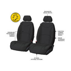 Getaway Neoprene Ready Made Seat Covers Front Pair Black suits BT50/DMAX, , scanz_hi-res