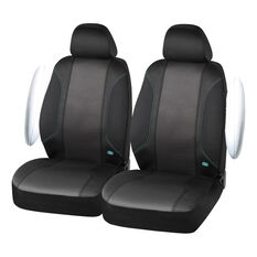 Skechers Air Cooled Memory Foam Seat Covers Black/Aqua Adjustable Headrests Airbag Compatible, , scanz_hi-res