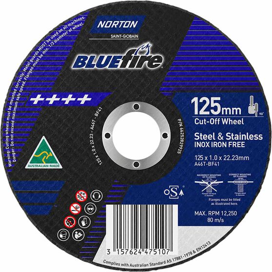 Norton Metal Cut off Disc 125mm x 1.0mm x 22mm, , scanz_hi-res
