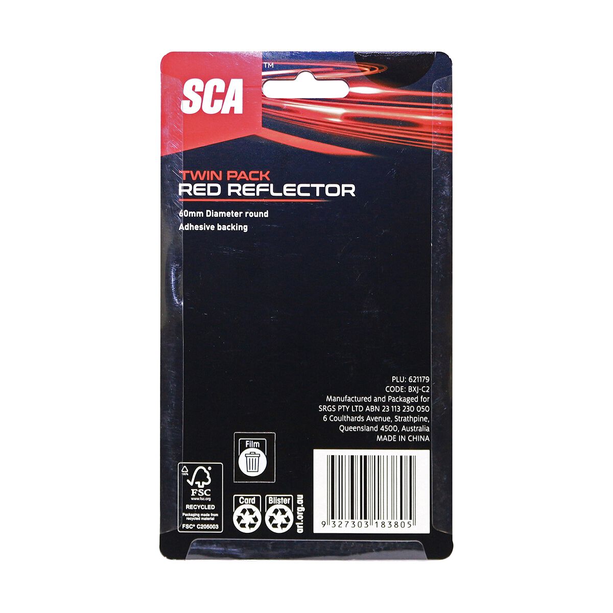SCA Reflector Twin Pack Round Red 60mm, , scanz_hi-res