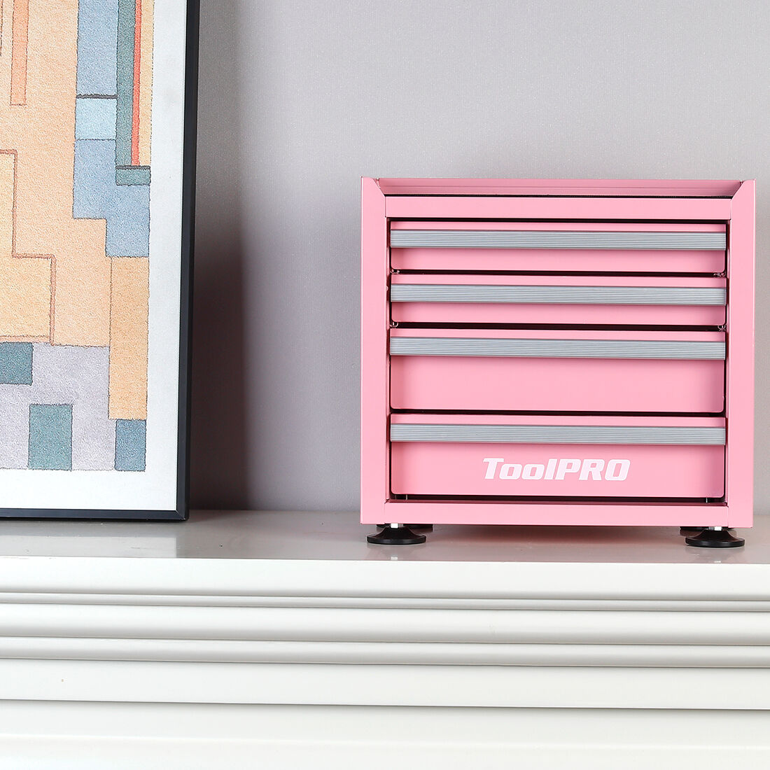 ToolPRO Mini Tool Cabinet 4 Drawer Pink, , scanz_hi-res