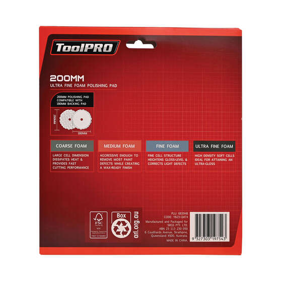 ToolPRO 200mm Ultra Fine Foam Polishing Pad Black, , scanz_hi-res