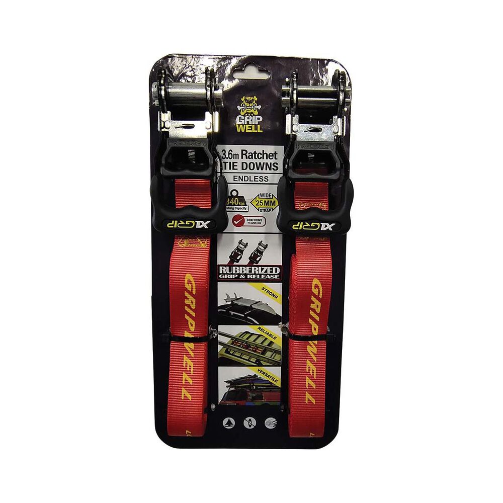 Gripwell Ratchet Tie Down 2Pk 340kg 25mm X 3.6m Supercheap Auto New