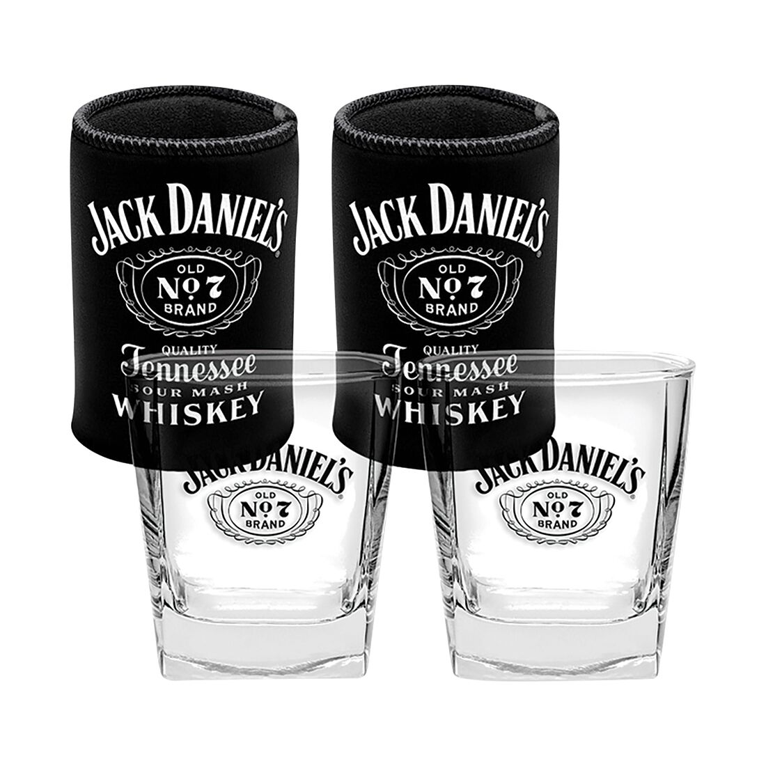 Jack Daniel's Set of 2 Spirit Glasses and Set of 2 Can Coolers, , scanz_hi-res