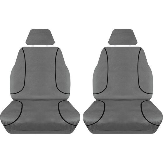 Tradies Canvas Ready Made Seat Covers Front Pair Grey suits Colorado/DMAX/MUX, , scanz_hi-res