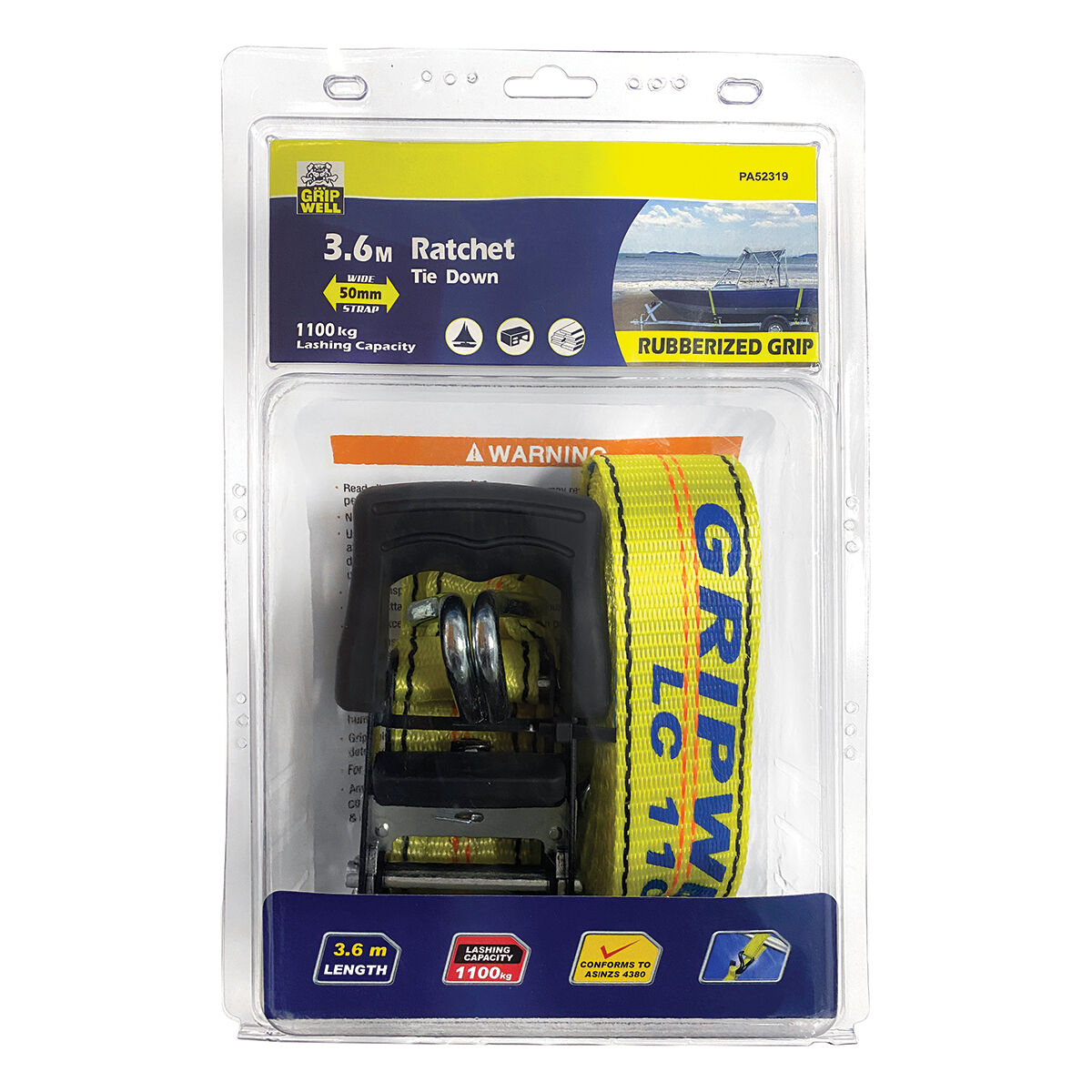 Gripwell Ratchet Tie Down Rubber Grip 3.6m x 50mm Supercheap Auto New Zealand