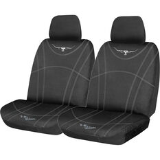 R.M. Williams Canvas Seat Cover Black Adjustable Headrests Size 30 Front Pair Airbag Compatible, , scanz_hi-res
