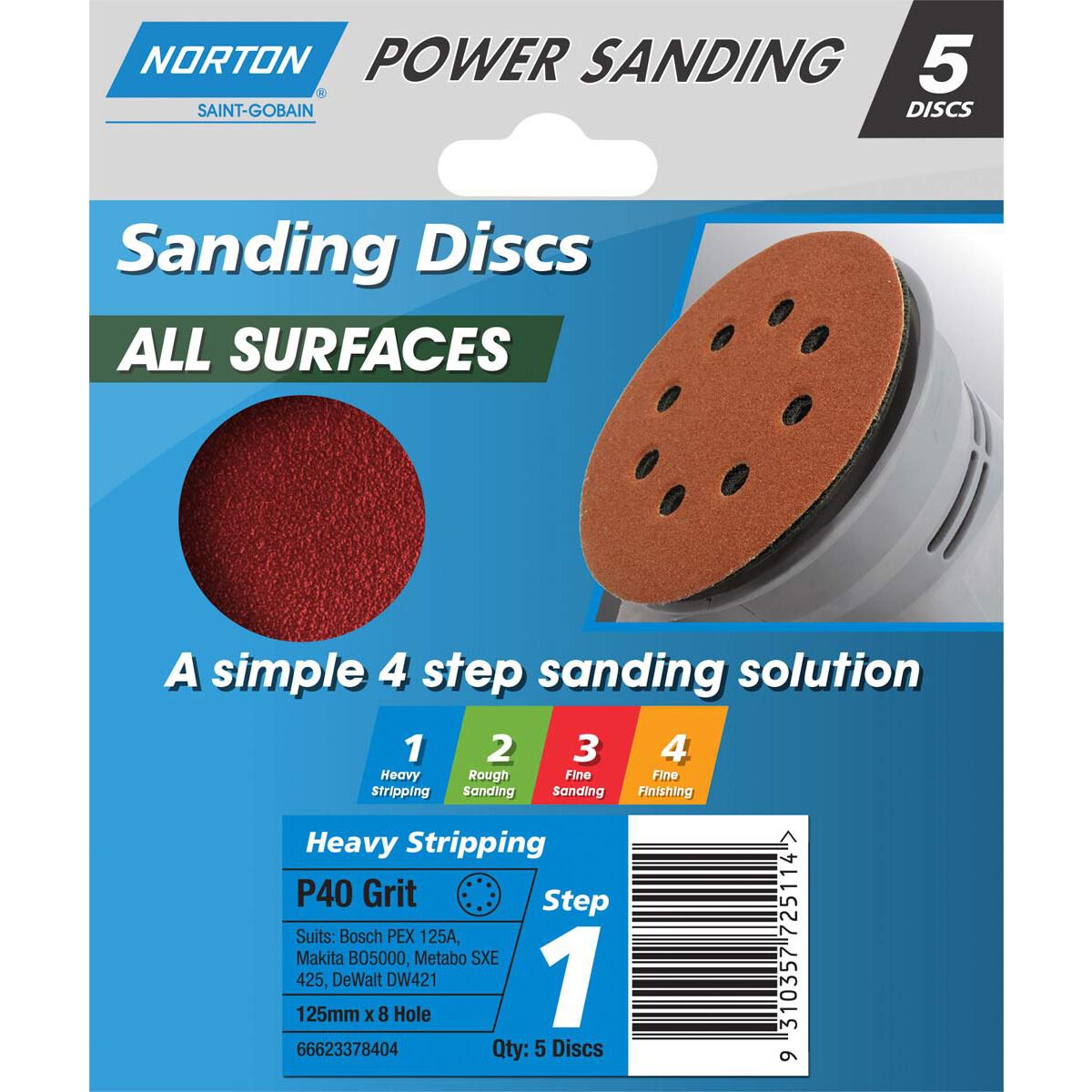 Norton Disc Sander 40 Grit 125mm, , scanz_hi-res