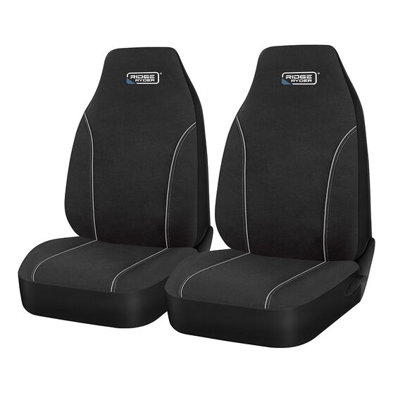 Ridge Ryder Canvas Seat Covers Black/Grey Piping BuiltIn Headrests