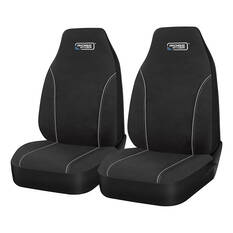 Ridge Ryder Canvas Seat Covers Black/Grey Piping Built-In Headrests Airbag Compatible 60SAB, , scanz_hi-res