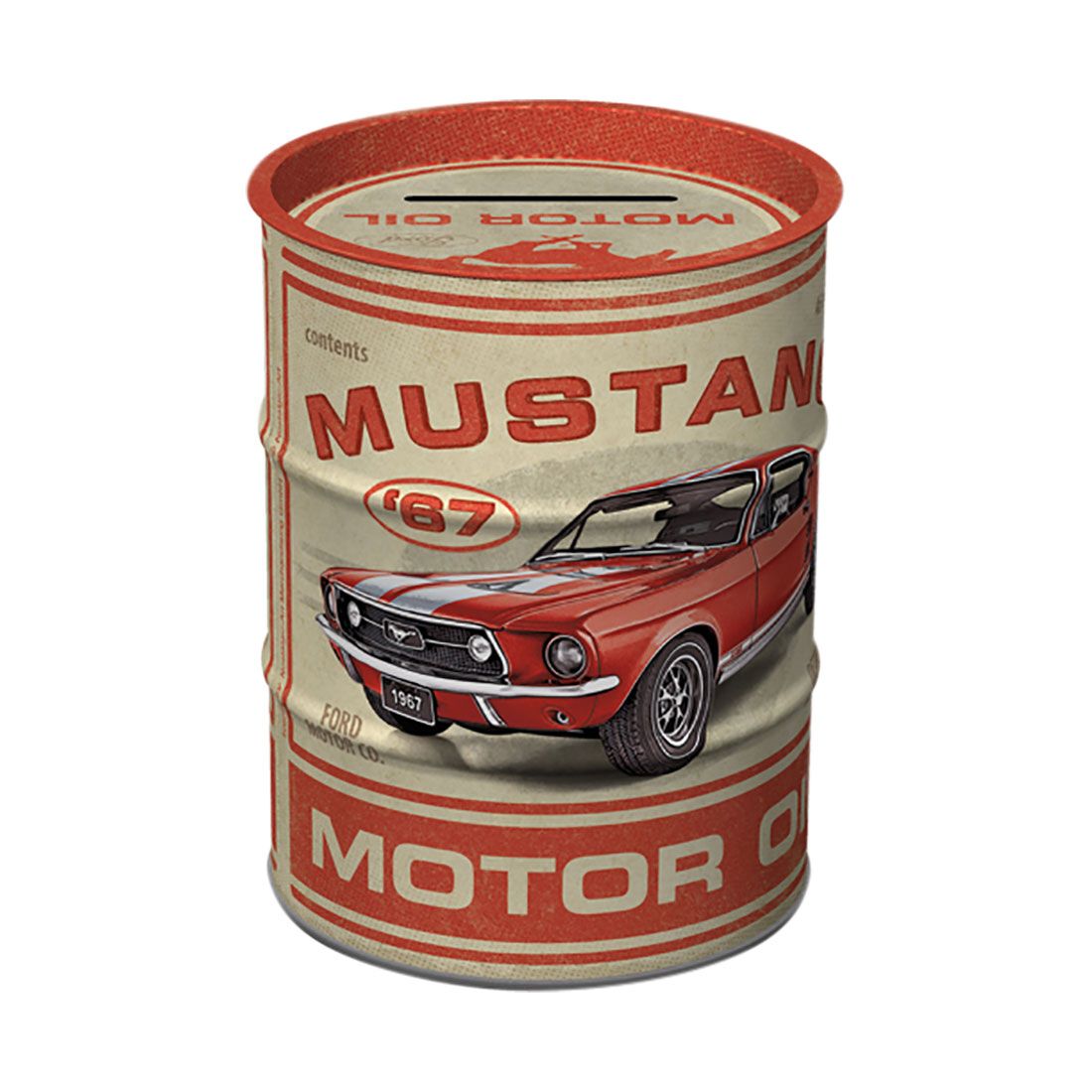 Nostalgic-Art Oil Barrel Money Box Ford Mustang - GT 1967 Motor Oil, , scanz_hi-res