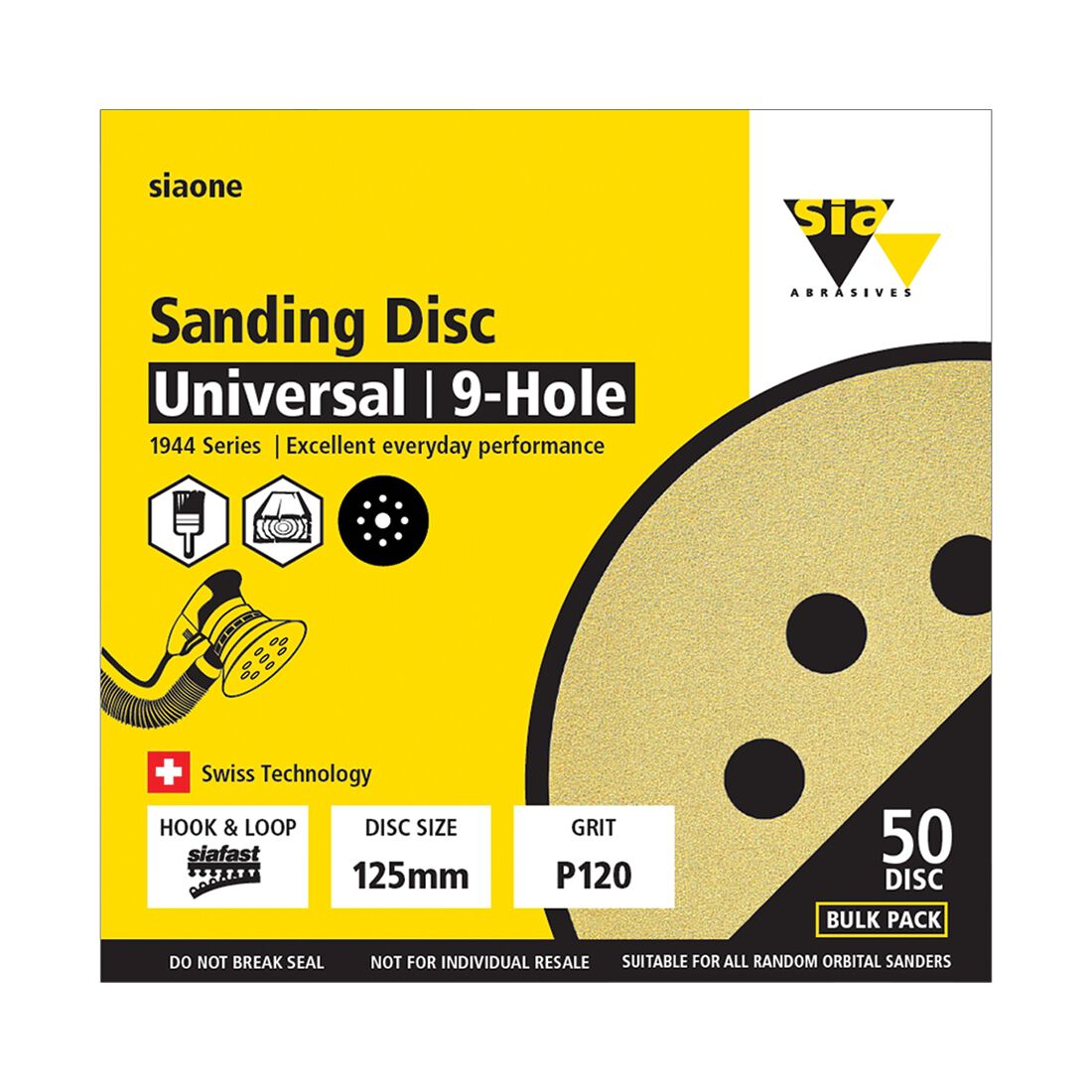 SIA Abrasives 125mm Sanding Disc, 1944 Series, 8 Hole, 80 Grit, 50 Pack, , scanz_hi-res