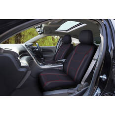 SCA Sports Leather Look & Carbon Seat Covers Black/Red Adjustable Headrests Airbag Compatible, , scanz_hi-res