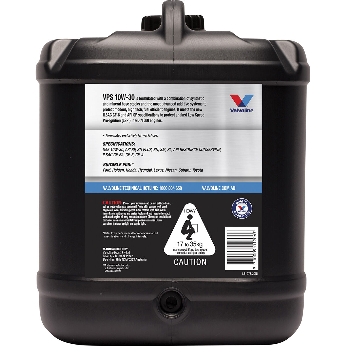 Valvoline Professional Series (VPS) Engine Oil 10W-30 20 Litre, , scanz_hi-res