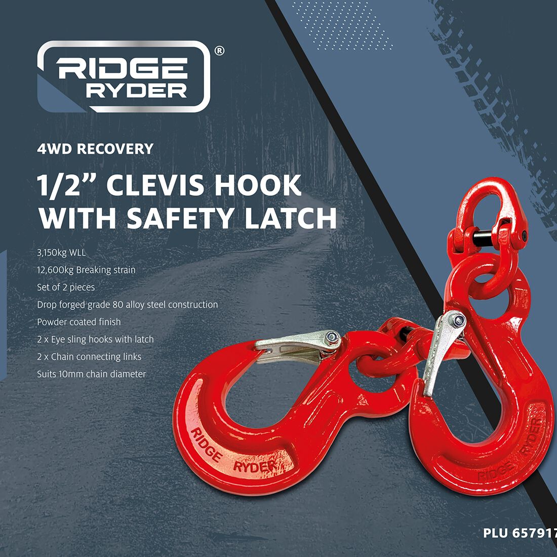 Ridge Ryder Clevis Hook 10mm 12T 2 Pack, , scanz_hi-res