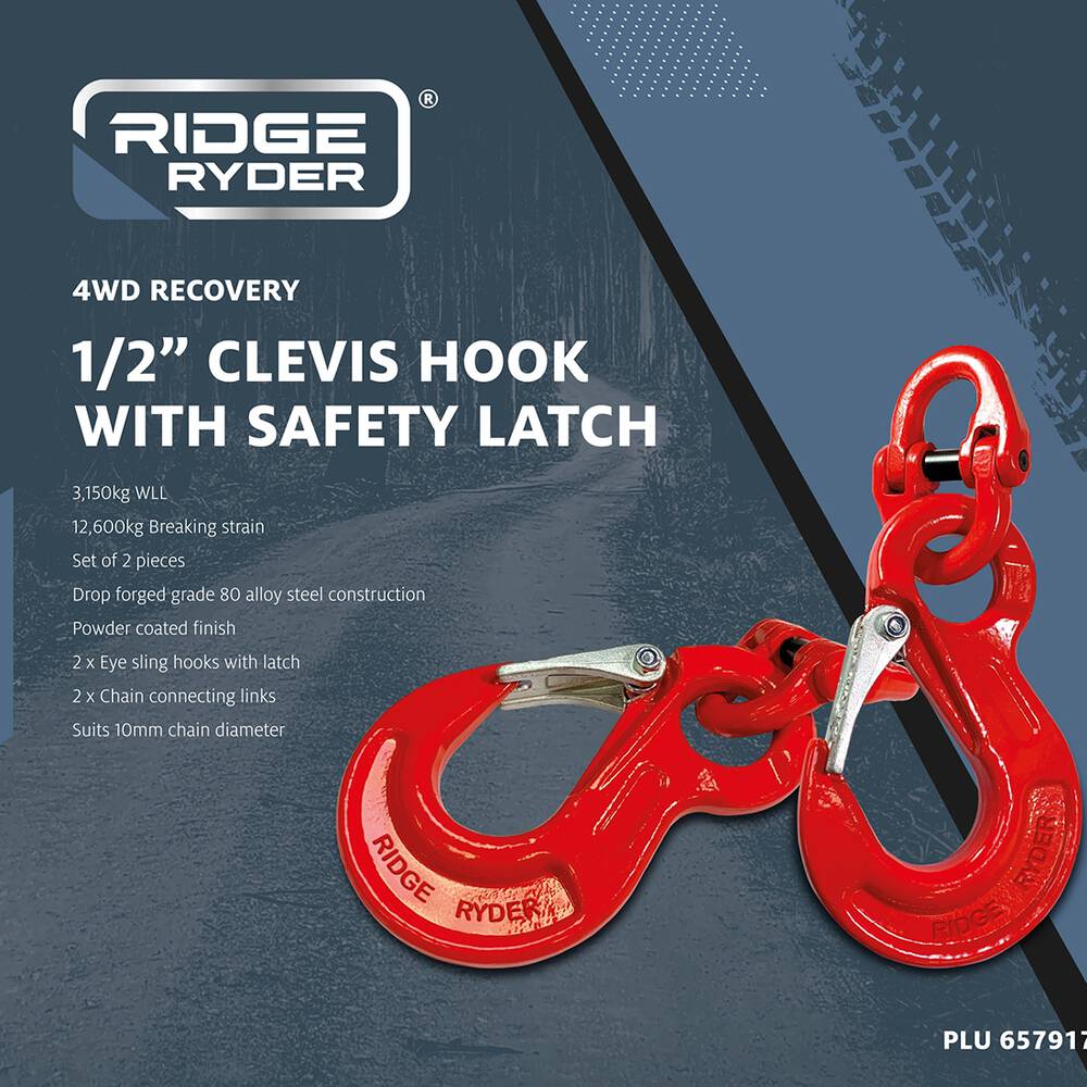 Clevis Loop Ridge Ryder Clevis Hook 10mm 12T 2 Pack | Supercheap Auto New Zealand