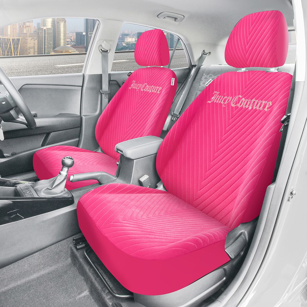 Juicy Couture 2 Piece Juicy Bling Seat Covers - Pink/Gold, , scanz_hi-res