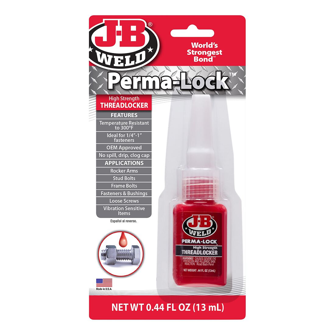 JB Weld Perma-Lock Blue Medium Strength Threadlocker 13mL 24213, , scanz_hi-res