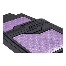 SCA Checkerplate PVC Car Floor Mats - Set of 4, Purple/Black, , scanz_hi-res