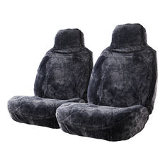Gold CLOUDLUX Sheepskin Seat Covers - Black Built-in Headrests Size 60 Front Pair Airbag Compatible, Slate, scanz_hi-res