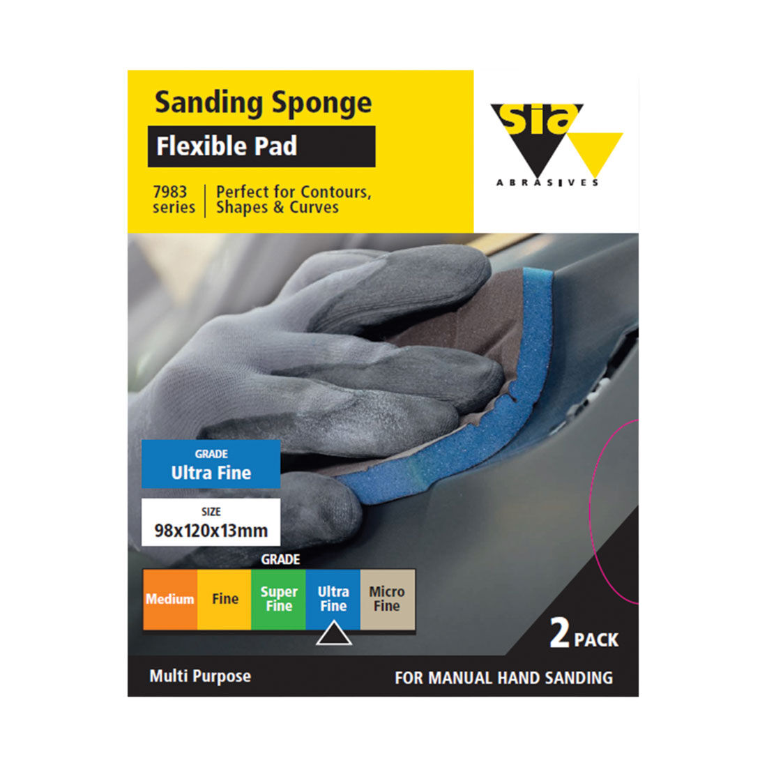 SIA Abrasives Sanding Pad 2 Pack Ultrafine - Siasponge 7983, , scanz_hi-res