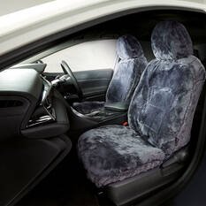 Silver CLOUDLUX Sheepskin Seat Covers - Slate Adjustable Headrests Size 30 Front Pair Airbag Compatible, , scanz_hi-res