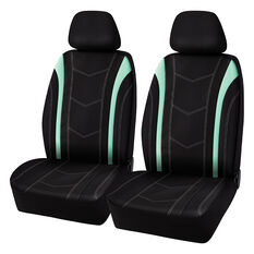 SCA Leather Look Seat Covers Aqua/Black, Adjustable Headrests, Size 30, Front Pair, Airbag Compatible, , scanz_hi-res