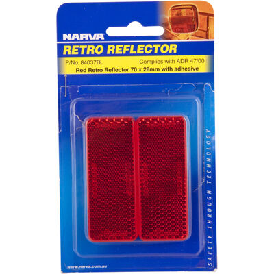 Narva Truck & Trailer Red 70 x 28mm Rectangle Reflector 2pk - 84037BL, , scanz_hi-res