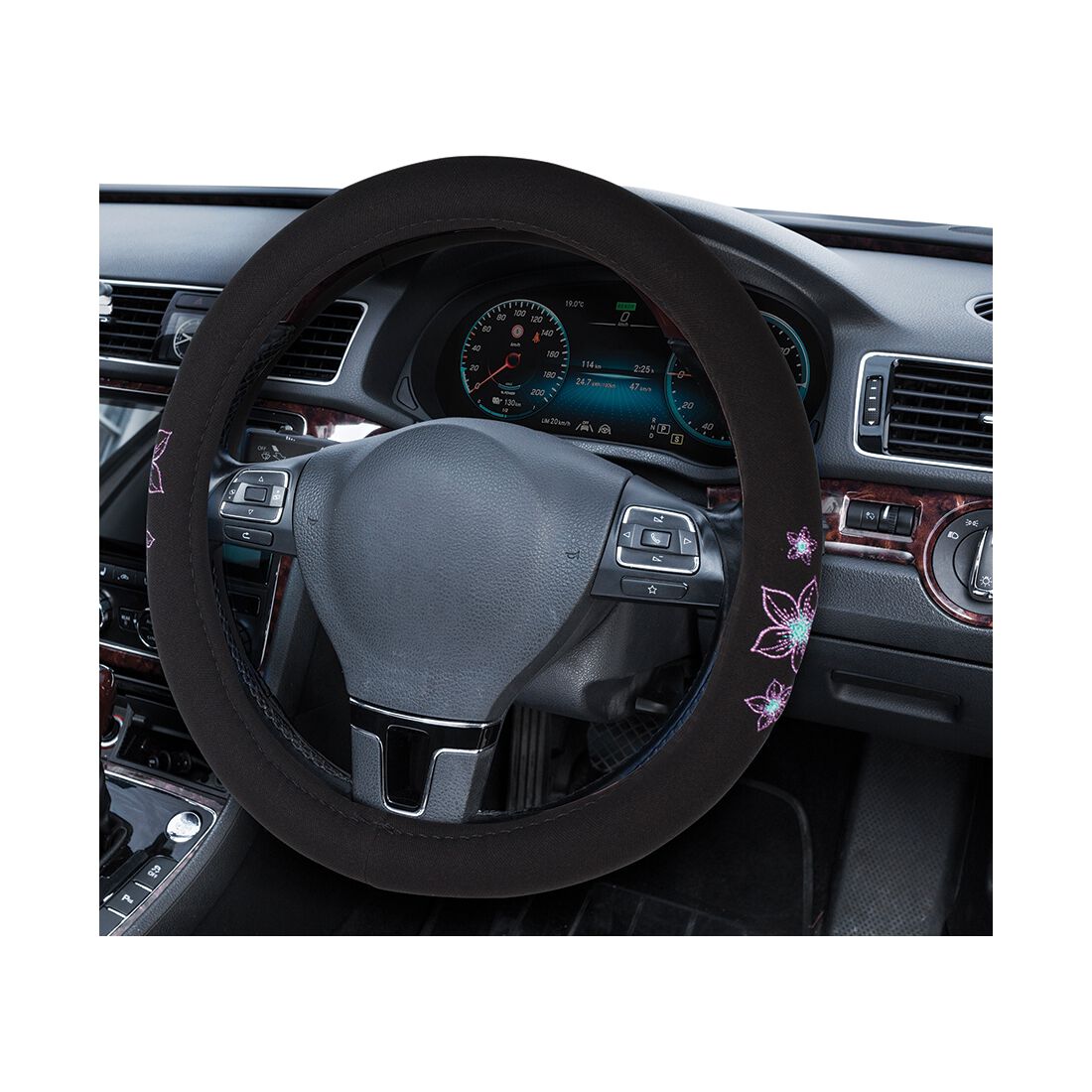 SCA Steering Wheel Cover & Seat Belt Buddie Flower Purple & Aqua, , scanz_hi-res