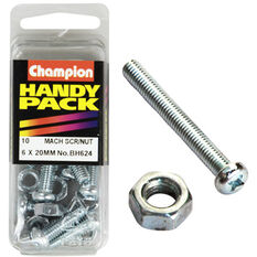 Champion Handy Pack Machine Screws and Nuts BH624, 6mm X 20mm, , scanz_hi-res