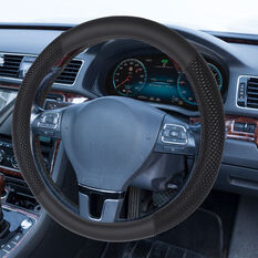 SCA Steering Wheel Cover Leather Look/Velour Black 380mm Diameter, , scanz_hi-res