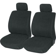Suede Velour Seat Covers - Black Adjustable Headrests Size 30 Front Pair Airbag Compatible, , scanz_hi-res