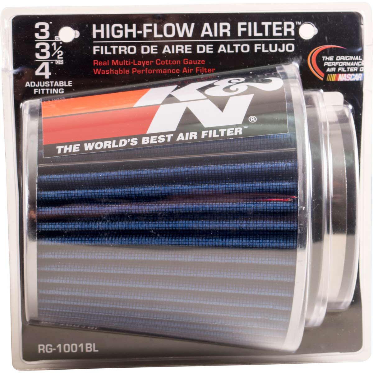 K&N Universal Clamp-On Air Filter - Blue, RG-1001BL, , scanz_hi-res