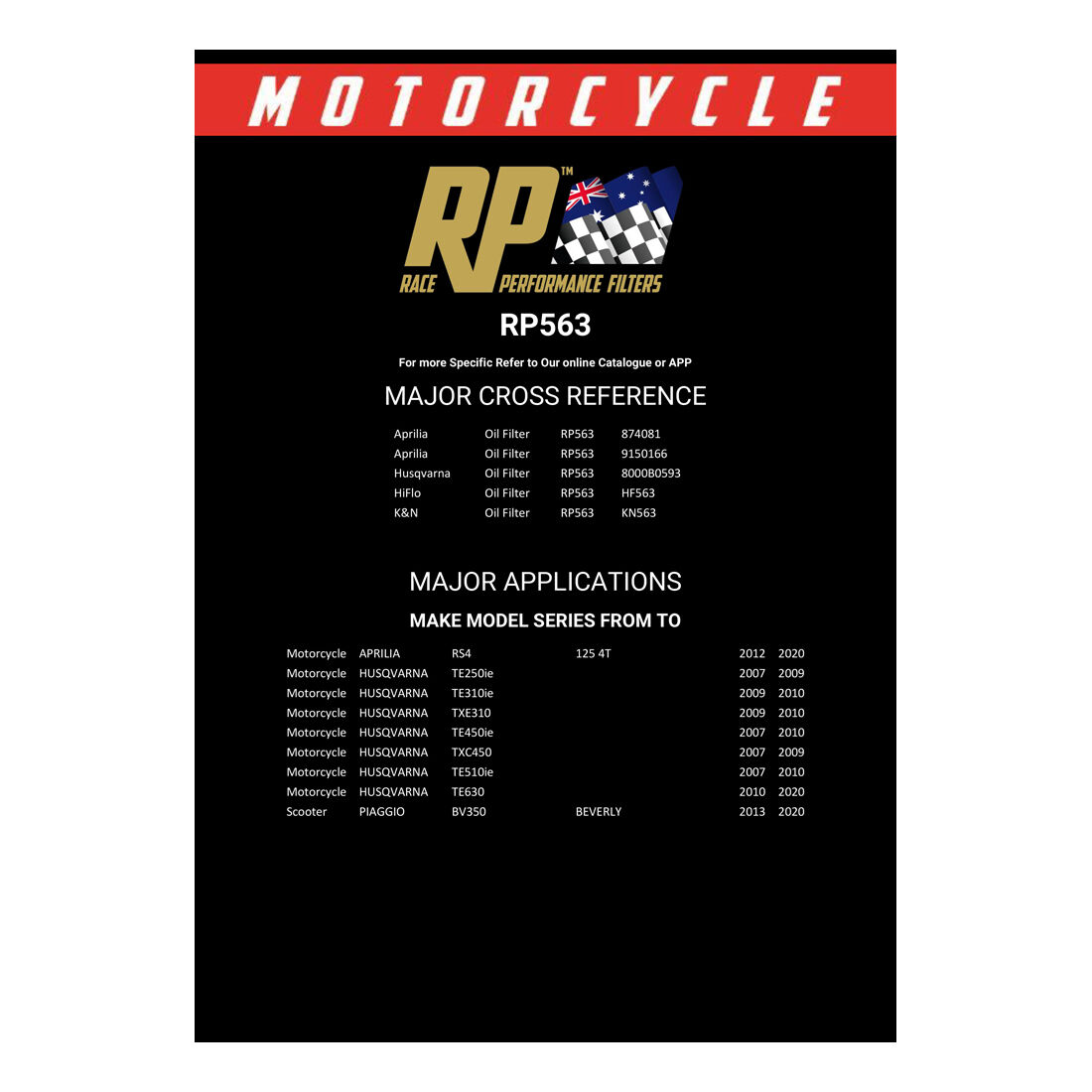 Race Performance Motorcycle Oil Filter RP563, , scanz_hi-res