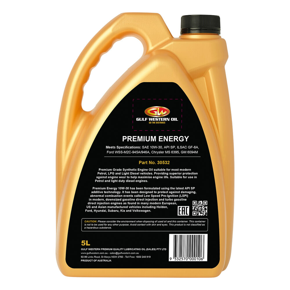 Gulf Western Premium Energy Engine Oil 10W30 5 Litre Supercheap Auto