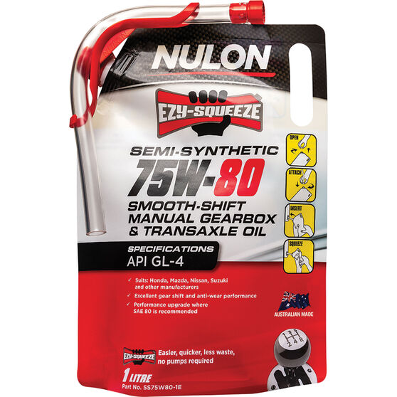 NULON EZY-SQUEEZE Smooth Shift Manual Gearbox & Transaxle Oil - 75W-80, 1 Litre, , scanz_hi-res