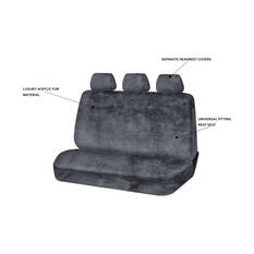 SCA Luxury Fur Seat Cover Slate Adjustable Headrests Rear Seat Size 06H, , scanz_hi-res