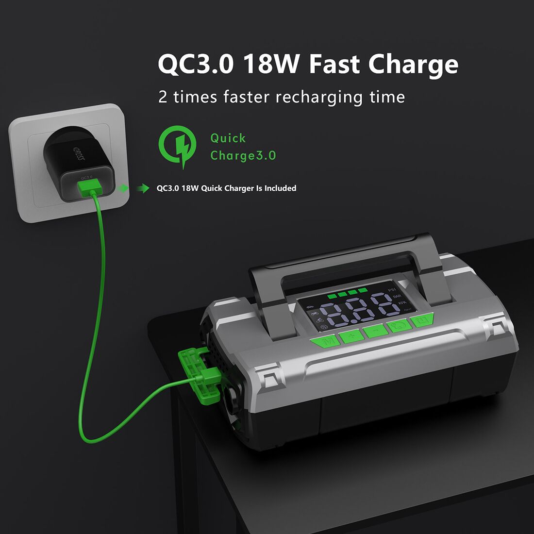 CAROSS T14 12V 2000A Smart Lithium Jump Starter With Built-in Air Compressor & 3 Mode LED Worklight, , scanz_hi-res