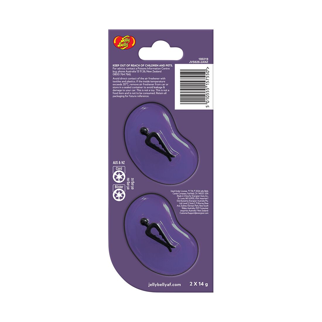 Jelly Belly Duo Car Air Freshener Vent Clips - Island Punch 2 Pack, , scanz_hi-res