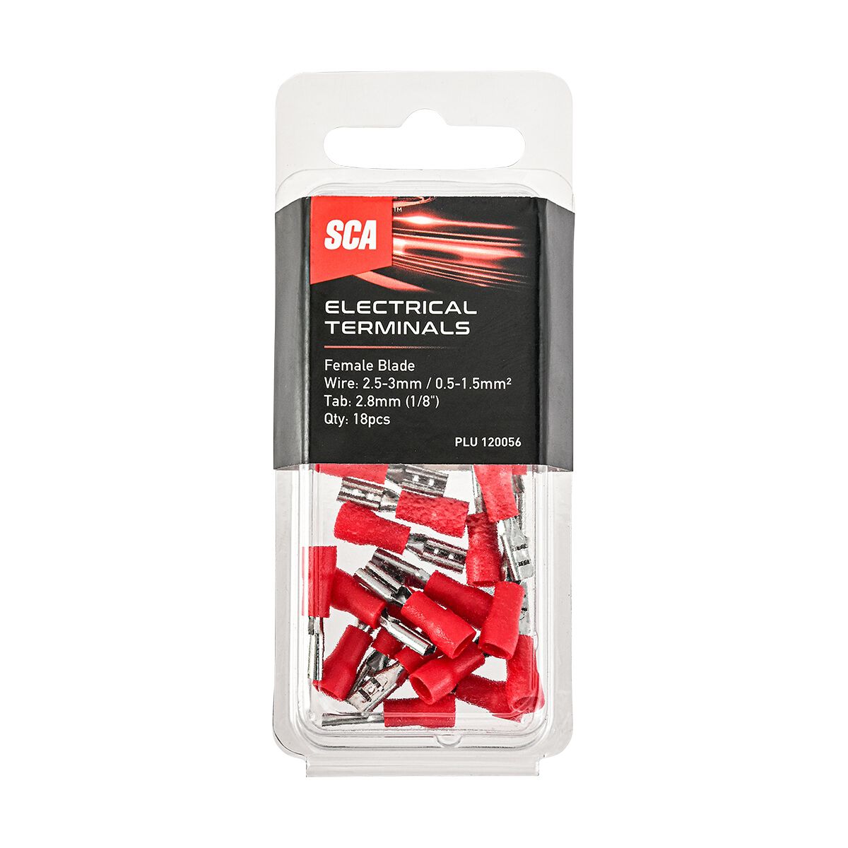 SCA Electrical Terminals Female Blade 2.8mm Red 18 Piece, , scanz_hi-res