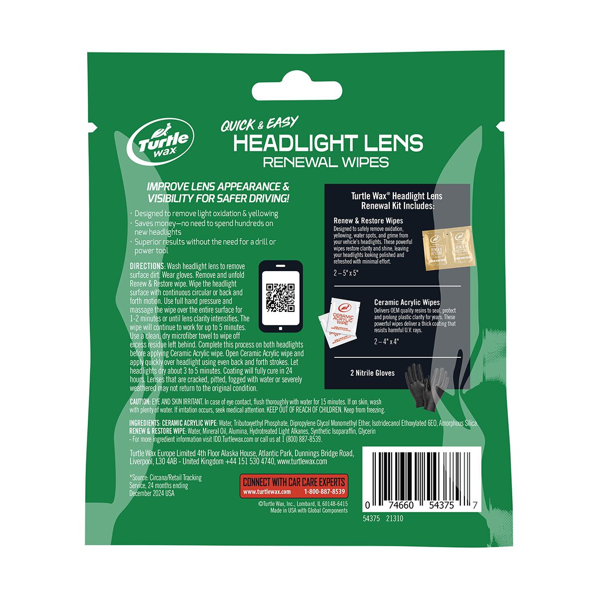 Turtle Wax Headlight Lens Renewal Wipes, , scanz_hi-res