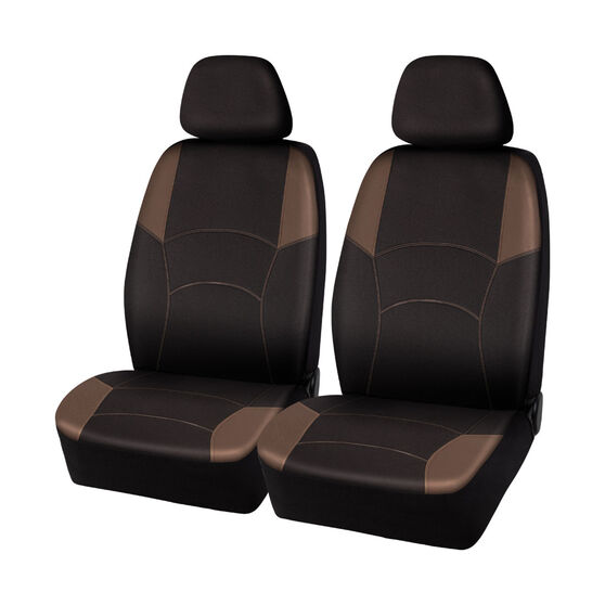 Ridge Ryder Oxford Seat Covers Black/Khaki Adjustable Headrests Airbag Compatible, , scanz_hi-res