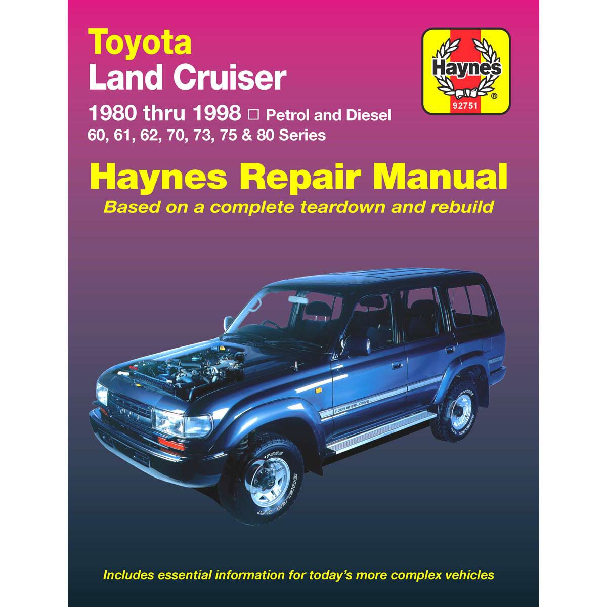 Haynes Car Manual For Toyota Landcruiser Petrol and Diesel 1980-1998 - 92751, , scanz_hi-res