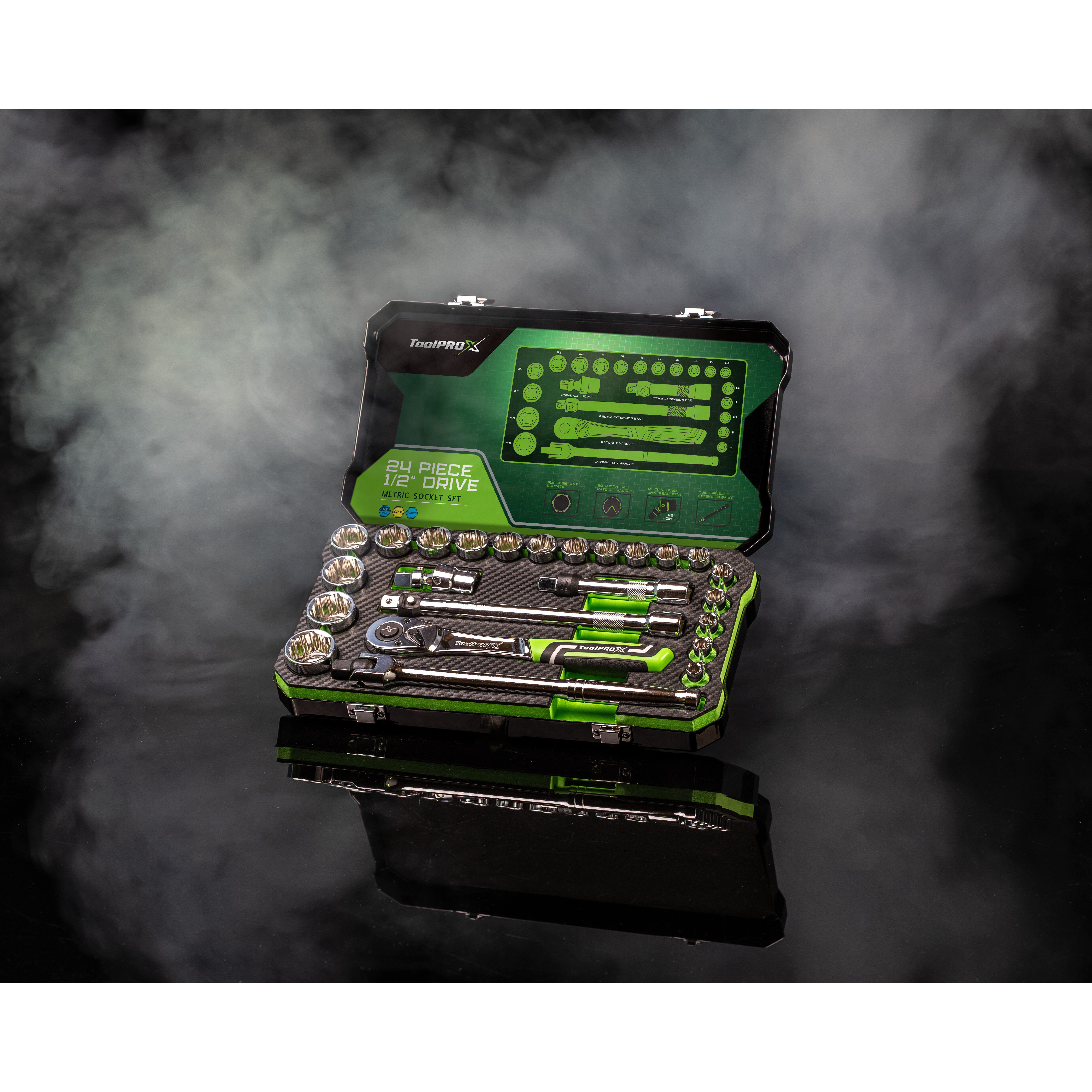 ToolPRO-X Socket Set 1/2" Drive Metric 24 Piece, , scanz_hi-res