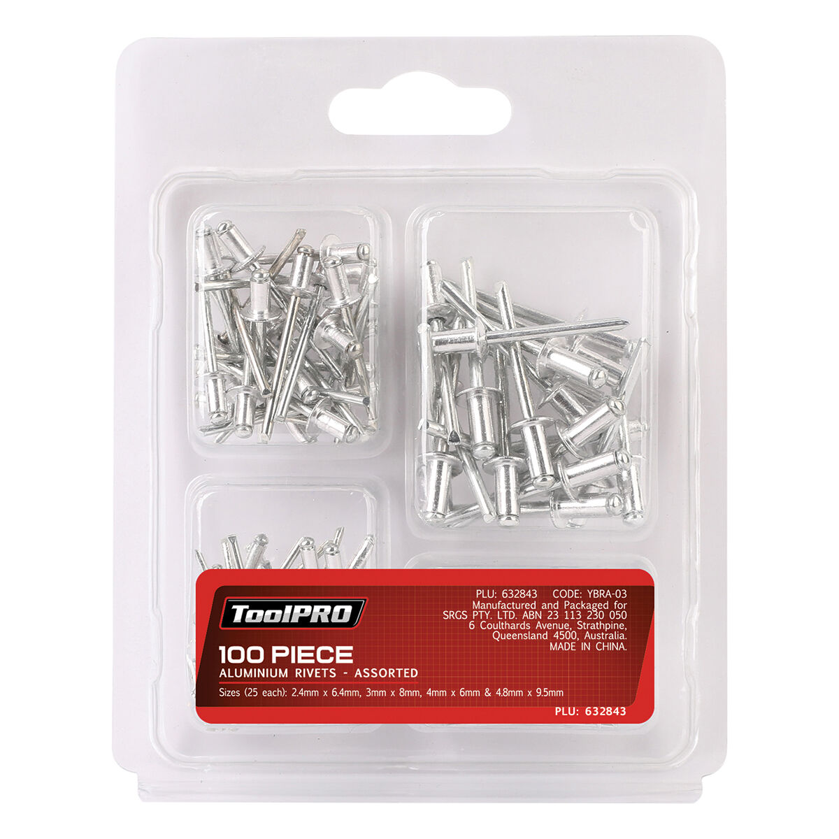 ToolPRO Aluminium Rivets Assorted 100 Piece, , scanz_hi-res