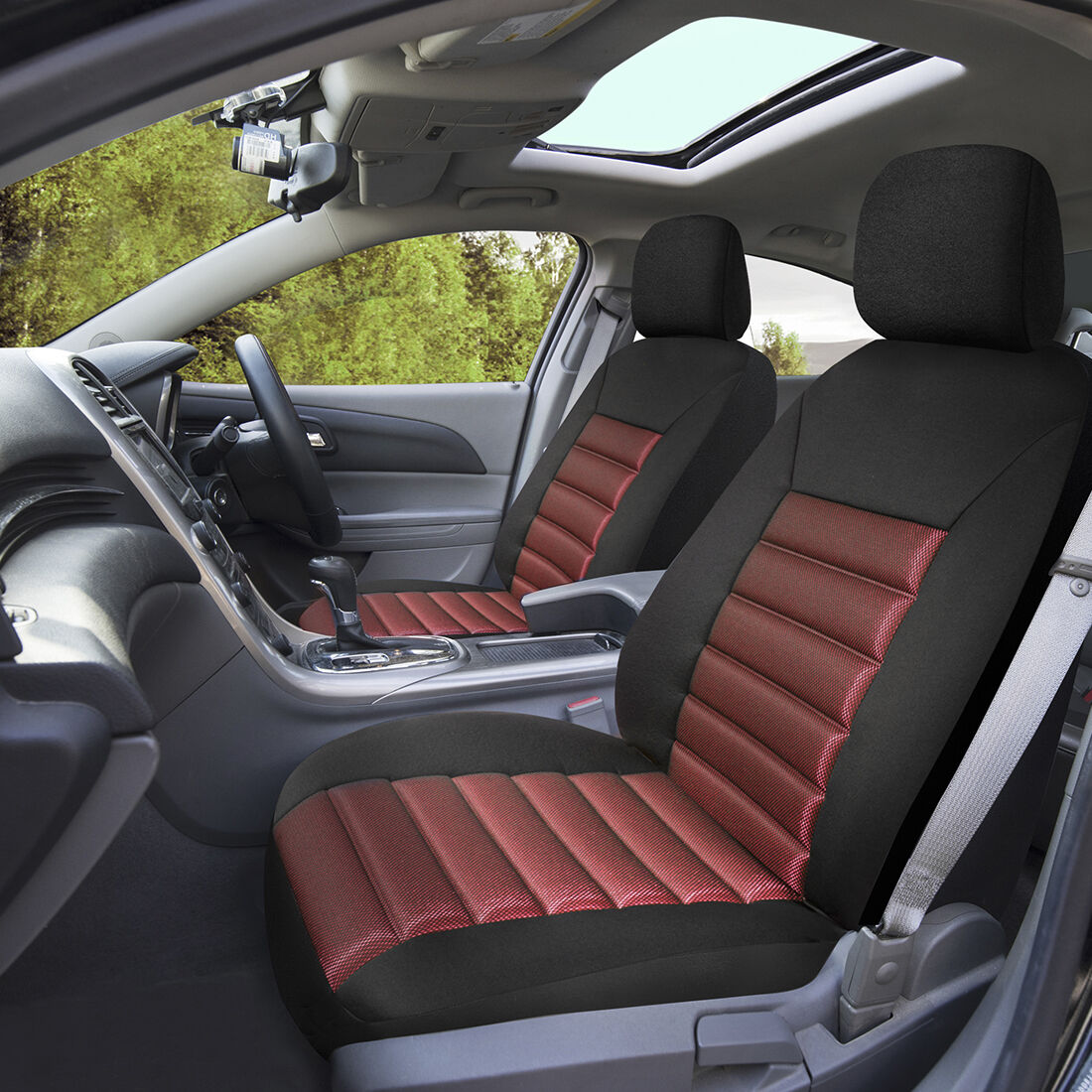 SCA Memory Foam Seat Covers Red Adjustable Headrests Airbag Compatible, , scanz_hi-res